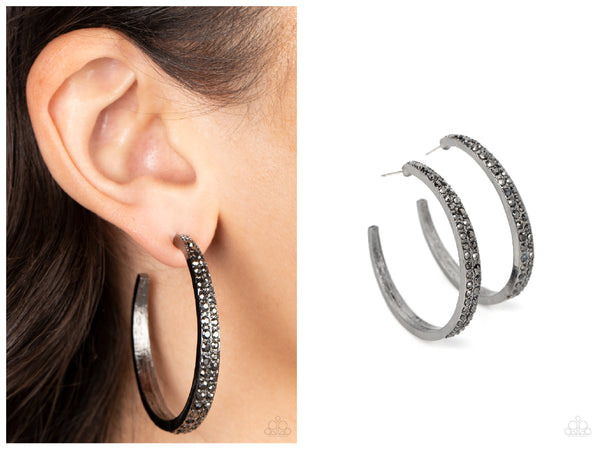 Tick, Tick, Boom! - Black Hoop Earring