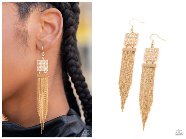 Dramatically Deco - Gold Earring