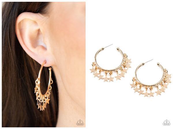 Happy Independence Day - Gold Hoop Earring