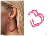 Heart-Throbbing Twinkle - Pink Hoop Earring