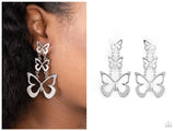Flamboyant Flutter - White Post Earring