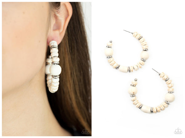 Definitely Down-To-Earth - White Hoop Earring