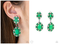 Positively Pampered - Green Clip-on Earring