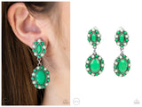 Positively Pampered - Green Clip-on Earring