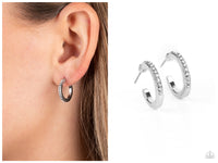 Audaciously Angelic - White Hoop Earring