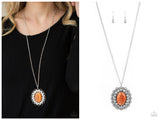 Oh My Medallion - Orange Necklace