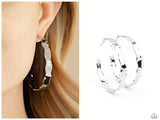 Exhilarated Edge - Silver Hoop Earring