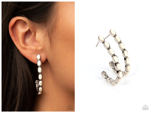 Kick Up a SANDSTORM - White Hoop Earring