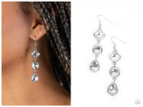 Reflective Rhinestones - White Earring