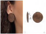 WOODWORK It - Brown Clip-on Earring