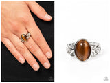 Crystals and Cats Eye - Brown Ring