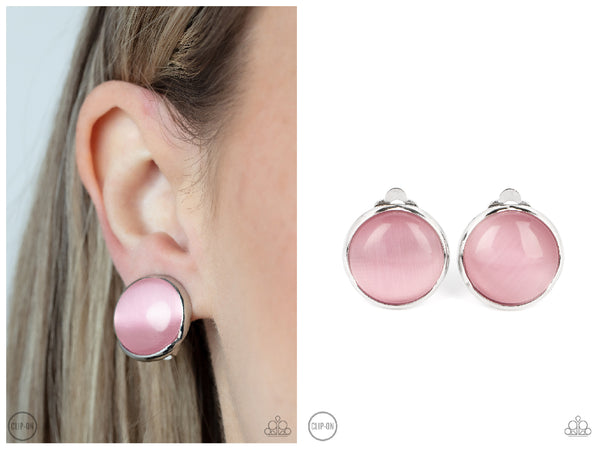 Cool Pools - Pink Clip-on Earring