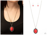 Daisy Dotted Deserts - Red Necklace