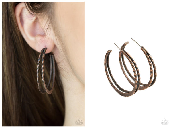 Rustic Curves - Copper Hoop Earring