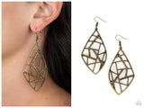 Geo Grid - Brass Earring
