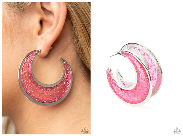 Charismatically Curvy - Pink Hoop Earring