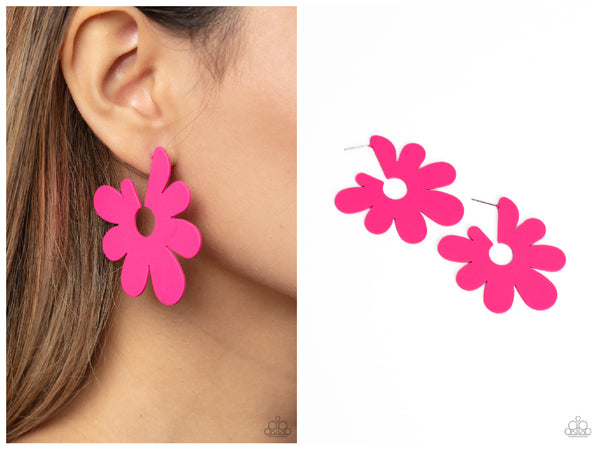 Flower Power Fantasy - Pink Hoop Earring