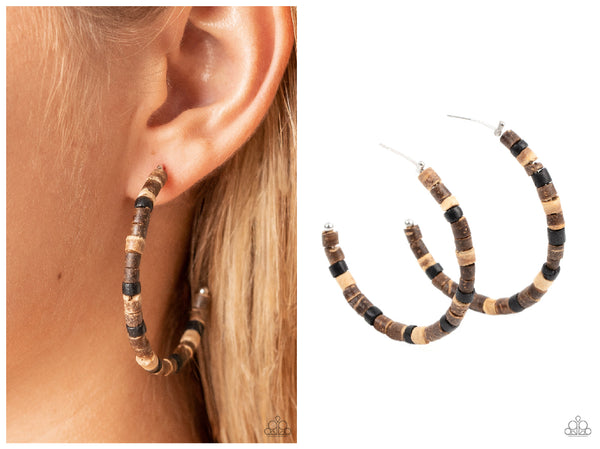 Effortlessly Earthy - Brown Hoop Earring