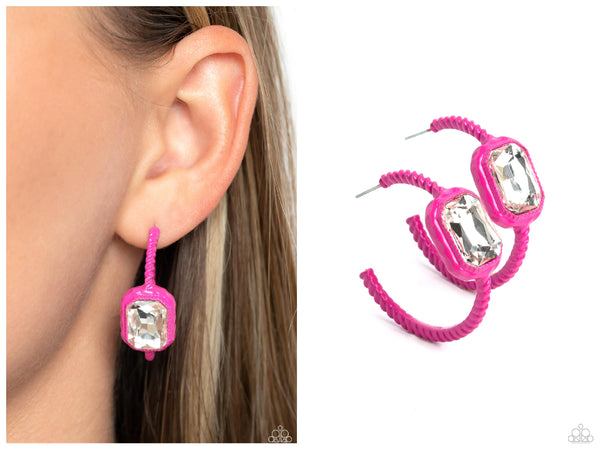 Call Me TRENDY - Pink Hoop Earring