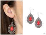 Fanciful Droplets - Red Earring